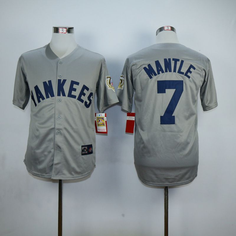Men New York Yankees #7 Mantle Grey MLB Jerseys->new york yankees->MLB Jersey